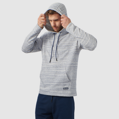 Men's French Terry Pullover Hoodie - Blue, Hood