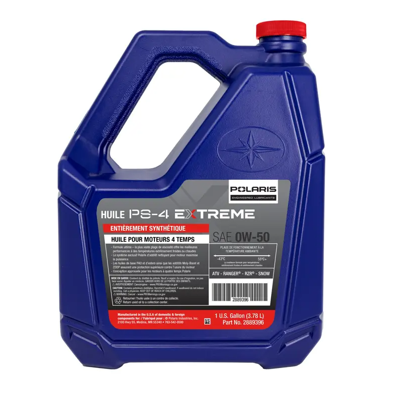 Polaris PS-4 Extreme Full Synthetic 0W-50 Engine Oil, 4-Stroke Engines, Back