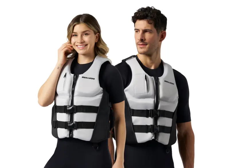 Sea-Doo Wave Grip Unisex PFD life jacket front view silver