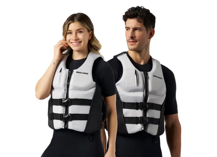 Sea-Doo Wave Grip Unisex PFD life jacket front view silver