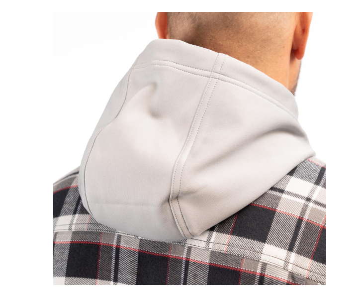 Targhee Fleece Lined Flannel Hoodie-Monument.3, Zoomed In Hood