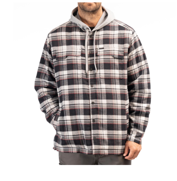 Targhee Fleece Lined Flannel Hoodie-Monument.3, Front View