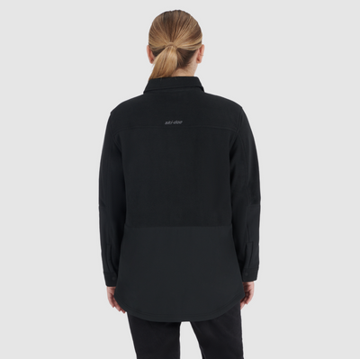 Women's Snap-Up Polar Fleece Overshirt - Black, Back