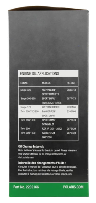Full Synthetic Oil Change Kit, 2202166, 2 Quarts of PS-4 Engine Oil and 1 Oil Filter