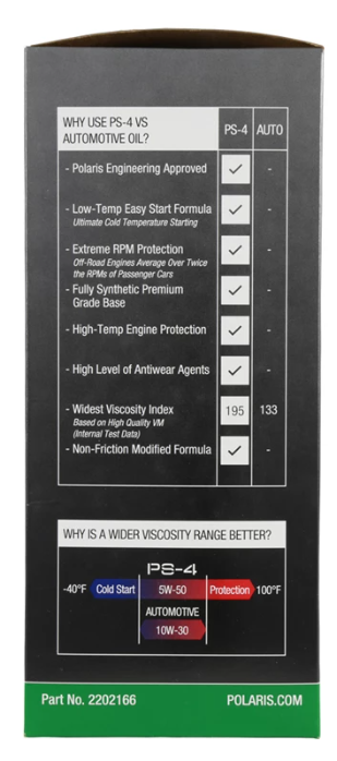 Full Synthetic Oil Change Kit, 2202166, 2 Quarts of PS-4 Engine Oil and 1 Oil Filter