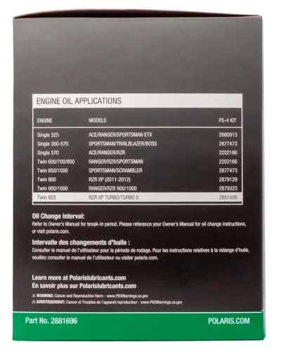 Full Synthetic Oil Change Kit, 2881696, 3 Quarts of PS-4 Engine Oil and 1 Oil Filter